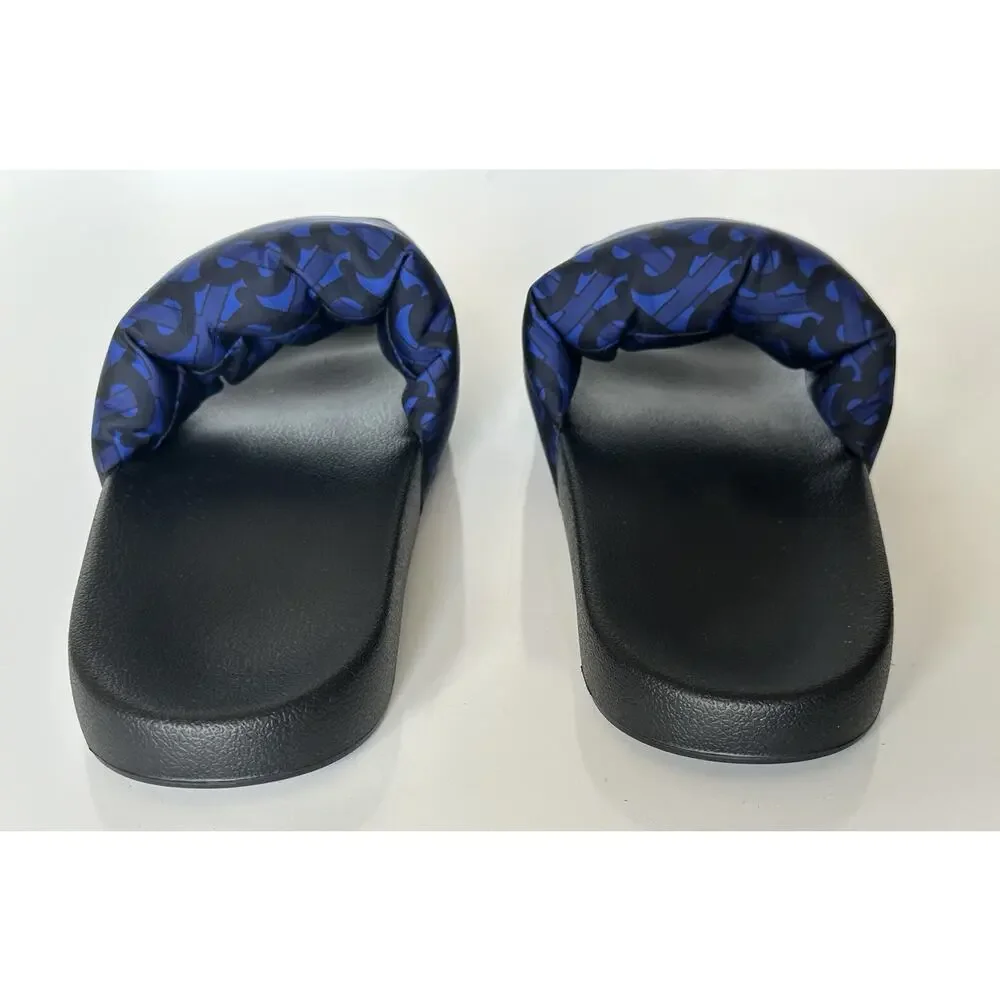 NIB $570 Burberry Furley Puff TB Men's Slides Blue Sandals 10 US (43) 8048585